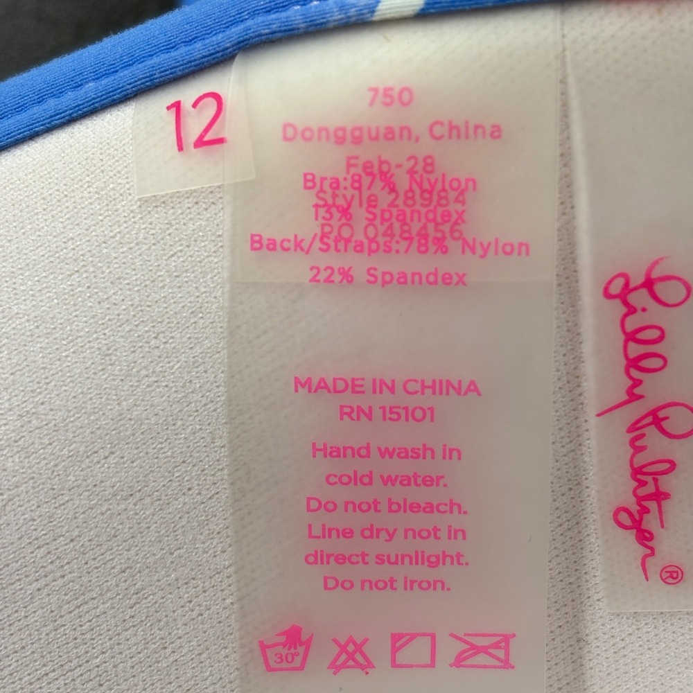 Lilly Pulitzer Womens Bikini Top Size 12 Blue Floral Underwire Gold Clasp 28984 - Picture 8 of 11